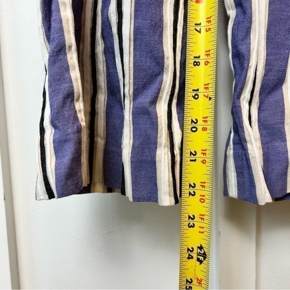 Express Women’s High Rise Blue White Striped Wide Cropped Culottes Pants Size 0 - Picture 6 of 10